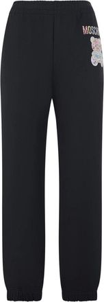 Moschino Broeken, Dames, Zwart, S, Katoen, Sportbroek met Applicatie