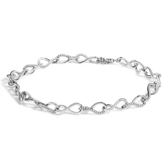 House of Brilliance 925 Sterling Silver 1/2 Cttw Linked Infinity Anklet