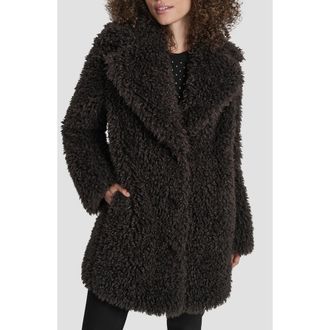 DKNY Faux Fur Jacket in Bitter at Nordstrom Rack, Size Large