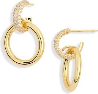 Nordstrom Rack Demi Fine Cubic Zirconia Frontal Hoop Drop Earrings in Clear- Gold at Nordstrom Rack