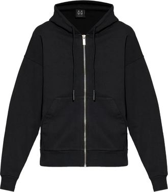 44 Label Group Felpa in cotone con zip e cappuccio - Nero