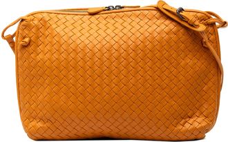 Bottega Veneta Pre-owned Womens Large Nappa Intrecciato Nodini Crossbody - Orange Leather - One Size
