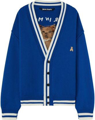 Palm Angels Bear In Mind cardigan - men - Wool/Polyester - S - Blue