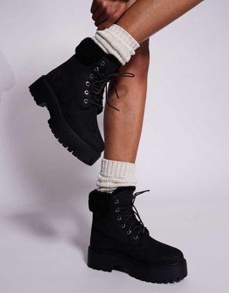 Timberland Stone Street mid warm lined waterproof boots in black nubuck