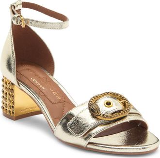 Kurt Geiger Mayfair Eagle Block Heel Sandal in Silver at Nordstrom Rack, Size 6.5Us / 36.5Eu