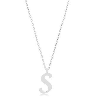 MAX + STONE 10k Solid White or Yellow Gold Dainty Script Initial with Extendable Necklace, 16+2 inches
