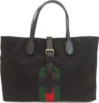 Gucci Sherry Line Black Nylon Tote Bag (Pre-Owned)
