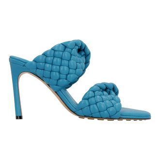 Bottega Veneta Schoenen, Dames, Blauw, 38 1/2 EU, Stoere Leren Stiletto Muiltjes
