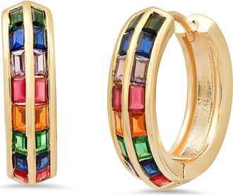 HMY Jewelry Crystal Hoop Earrings in Rainbow Multi/Yellow Gold at Nordstrom Rack