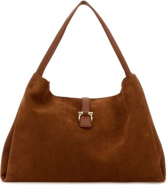 Ferragamo Caramel Suede Shopping Bag - Dames - Schoudertassen - Bruin - ONE Size - Leer - Tassen