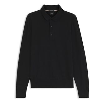 HUGO BOSS Truien & Vesten, Heren, Zwart, S, Wol, Lancione Knit Polo