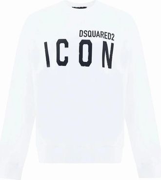 Dsquared2 Mens Dsquared2 White Sweatshirt Large Icon Cool Black Logo - Size: 36