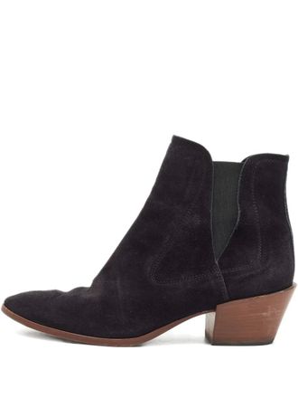 Tod's 80mm suede ankle boots - women - Suede/Leather/Leather - 39.5 - Black
