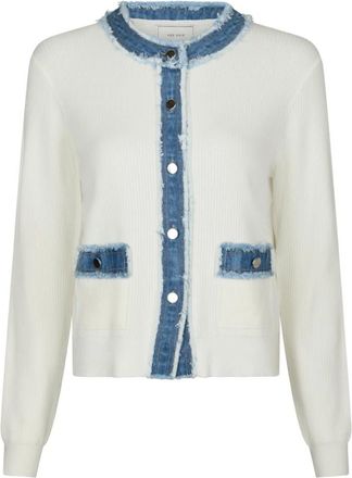 Neo Noir Zelma Knit Denim Cardigan - Dames - Vesten - Wit - M - Denim - Truien & Vesten