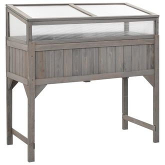 Berkfield Home Raised Bed with Greenhouse 110x54x120 cm Solid Fir Wood in Grey | Size: 110 x 54 x 120 cm