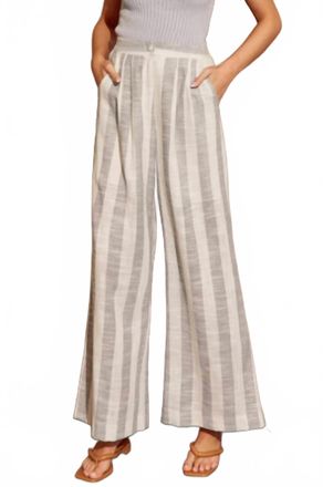Dress Forum Dorit Wide Leg Pants In Light Grey Ivory Stripe