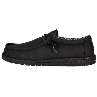 HeyDude Hey Dude Mens Wally Stretch Canvas Moccasin, Black, 40 EU, Black, 8 UK