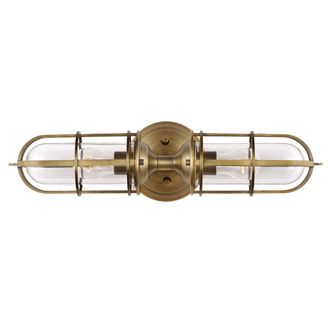 Netlighting Feiss Urban Restoration 2 Light Wall Light Dark Antique Brass IP44 in Yellow