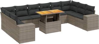 vidaXL Set De Sof&aacute;s De Jard&iacute;n 11 Pzas Y Cojines Rat&aacute;n Sint&eacute;tico Gris Vidaxl