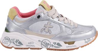 Premiata Mased Silver Metallic Graphic Sneakers