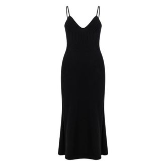 Alberta Ferretti Kleedjes, Dames, Zwart, S, Wol, Jurk met V-hals