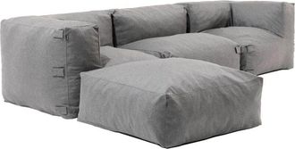 Oviala Divano ad angolo componibile con 1 poltrona, 2 angoli e 1 pouf grigio - Mixi