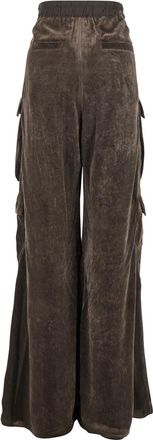 Rick Owens Womens Brown Cargo Pants With Drawstring Waist Viscose Silk Trousers