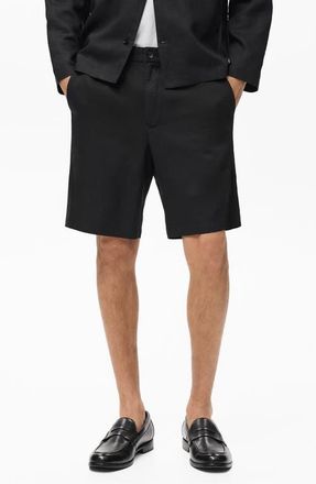 Mango Elastic Waist Shorts in Black at Nordstrom, Size 32