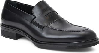 Bruno Magli Quarrata Apron Toe Penny Loafer in Black Calf at Nordstrom, Size 10.5