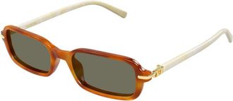 Valentino Rechthoekige Acetaat Zonnebril - Dames - Accessoires - Oranje - Maat: 52 MM