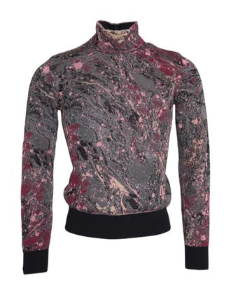 Dolce & Gabbana Multicolor Graphic Turtle Neck Men Sweater Silk Viscose Polyester Clothing
