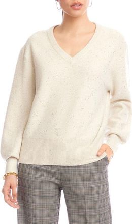 Karen Kane Sequin V-Neck Sweater in Sand at Nordstrom, Size X-Small