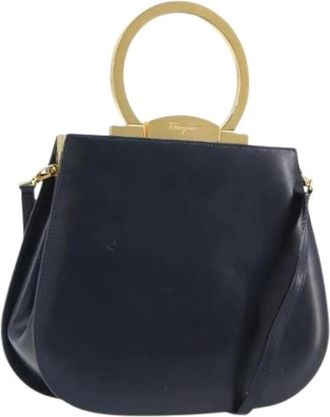 Ferragamo Pre-owned Hand Bag - Dames - Vintage Handtas - Blauw - ONE Size - Leer - Vintage