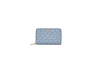 Michael Kors Jet Set Small Zip Around Card Case Womens Coin Purse Chambray 2, Leather