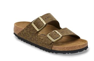 Birkenstock Womens Arizona Synthetics Sandals In Leo Khaki/cheetah Print