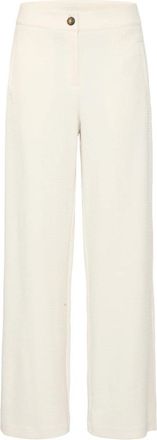 Ichi Ichi, Broeken, Dames, Beige, M, Eenvoudige Straight-Leg Berkenbroek