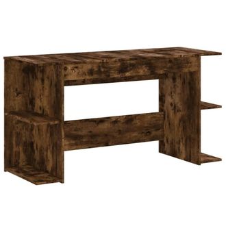 Berkfield Home Desk Smoked Oak 140x50x75 cm Engineered Wood in Brown | Size: 140 x 50 x 75 cm