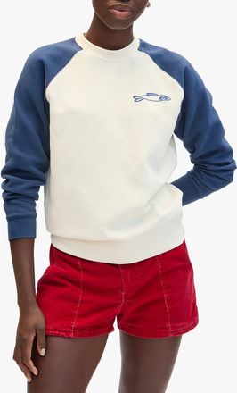 Clare Vivier Embroidered Sardine Sweatshirt in Cream/Navy at Nordstrom Rack, Size Small