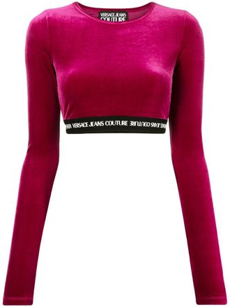 Versace Jeans Couture Top crop con banda logo - Rosso