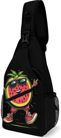 Generic Watermelon Dancer Unisex Shoulder Bags Casual Crossbody Chest Bag Sling Backpack for Hiking Cycling Travel
