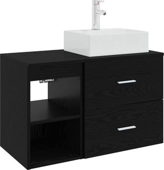 vidaXL Juego De Muebles De Ba&ntilde;o 2 Uds. Roble Negro Vidaxl