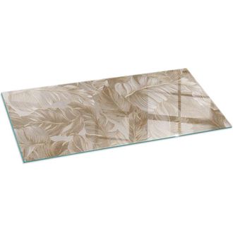 Tulup Vetro Temperato Resistente Al Calore Per Camino Protezione del Pavimento dal Calore Resistente a Scintille Motivi a foglie 125x50 cm