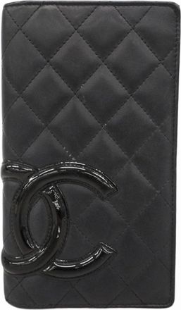 Chanel Black Leather Long Wallet (Bi-Fold) (Pre-Owned)