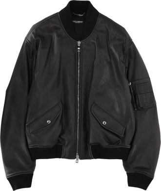 Dolce & Gabbana Black Solid Mock Collar Jacket