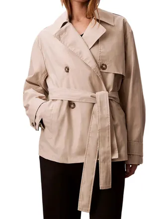 Calvin Klein Mid-Length Double-Breasted Cotton Trench Coat