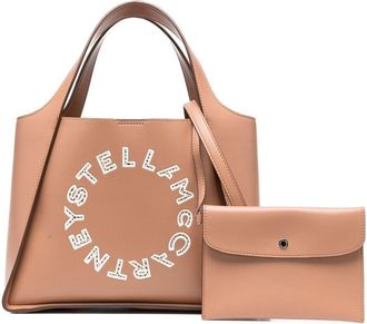 Stella McCartney embroidered-logo tote bag - women - Polyurethane/Polyester - OS - Neutrals