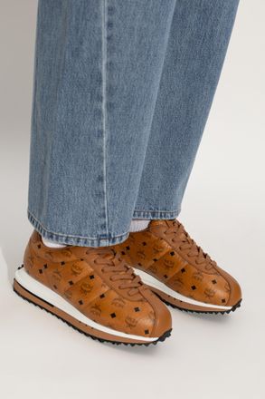 MCM Leather Sports Shoes With Monogram, Womens, Brown