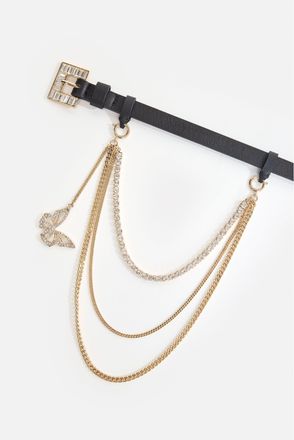 Good American Womens Dolly Skinny Crystal Butterfly Belt | Black, Size 2XL/3XL | Good American by KhloÈ Kardashian