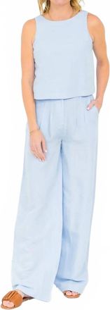 French Connection Birdie Linen Trousers In Blue