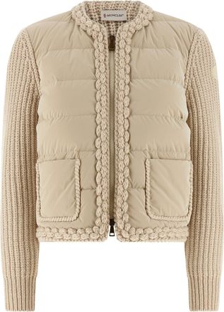 Moncler Padded Cardigan Maglioni Beige-Donna